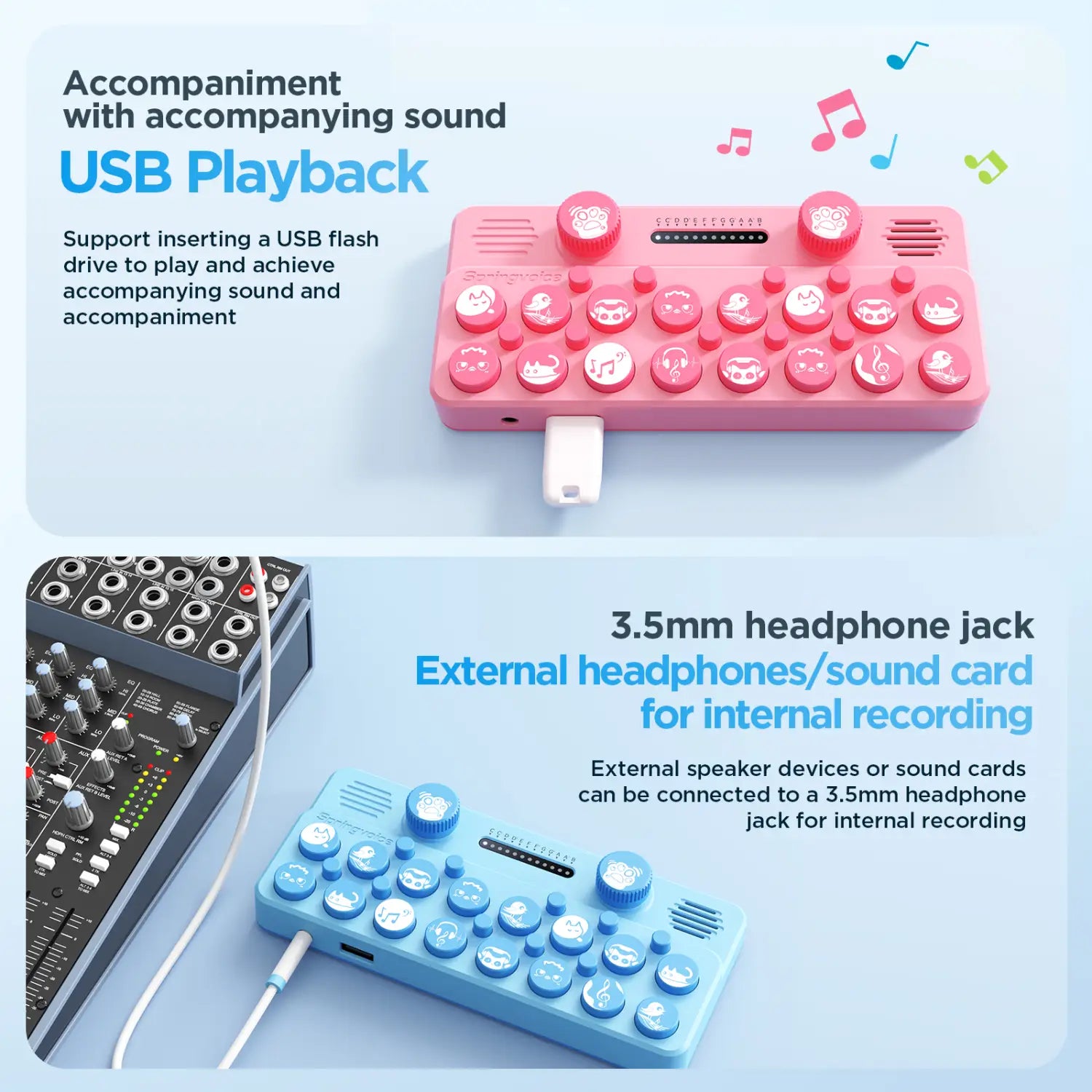 springvideo Pocket Music Keyboard Mini Portable Electronic Piano Intelligent Midi 1600mah Customizable Music Card Midi Piano Toy