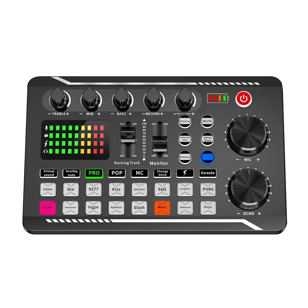 F998 Bluetooth Sound Card Console Studio Sound Card Kit with USB Microphone Computer Live Voice Mixer Sound Card DJ Equipment