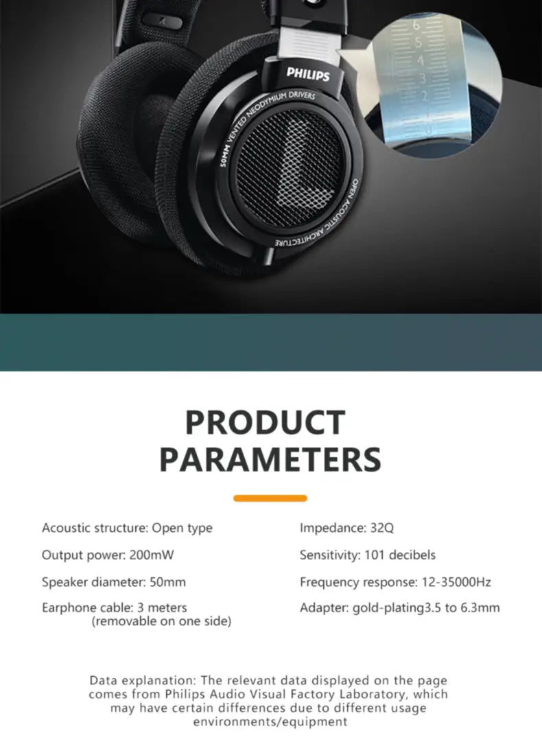 Philips SHP9500 Head-mounted Wired Headphones HiFi Stereo Earphone Monitor Class Music Earbuds E-sports Game Universal Headset