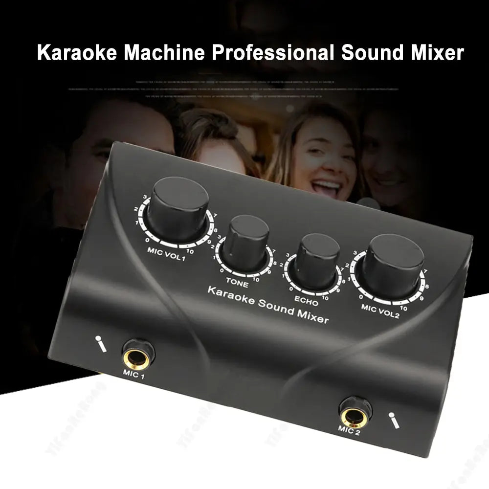 Portable Karaoke Sound Mixer Professional Dual Mic Inputs Audio System Digital Audio Sound Machine Echo OK Mixer System