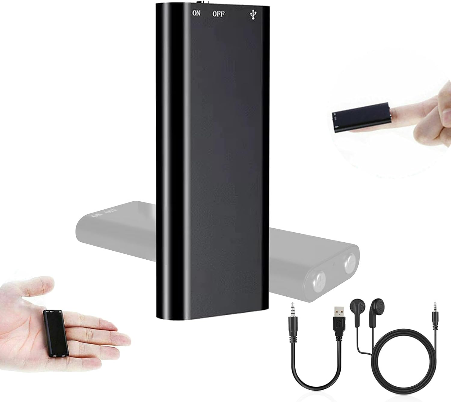 8GB/16GB Ultra-Slim Mini Voice Recorder Digital Professional Grade Voice Activation Noise Reduction Recording MP3 Player