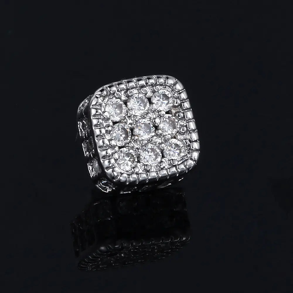 Hip Hop Punk Strong Magnetic Ear Clip For Men Iced Out Zircon Silver Color Fake Piercing Magnet Earrings Women Gifts OHE127-5