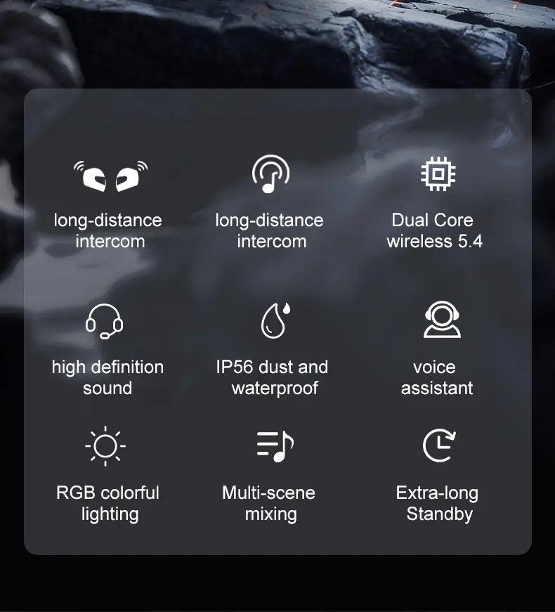 1/2x Music Interphone Dual Bluetooth 5.4 Motorcycle Helmet Intercom Headset Waterproof 500m Intercomunicador Speaker Earphone