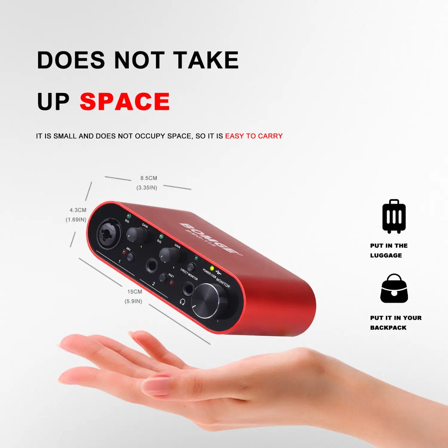 BOMGE BMG-11S Audio Interface 24-bit/192kHz Professional Sound Card And Monitor Headphones Amplifier Are Used For Live Recording