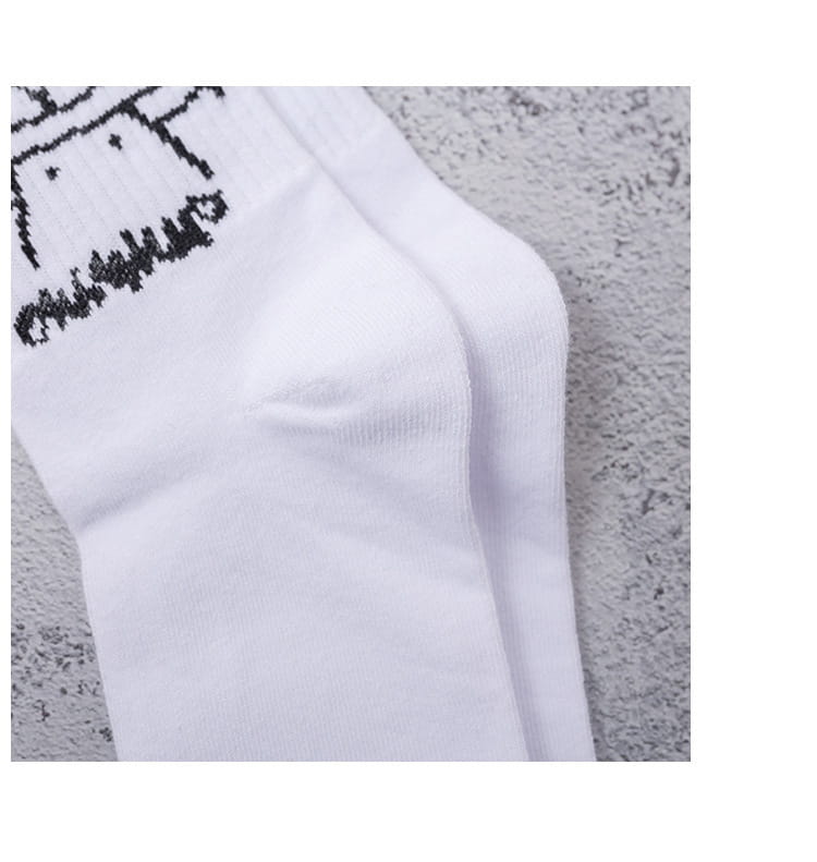 Men Women Socks Cotton Simplicity Anime Devil Grimace Harajuku Black White Graffiti Fashion Long Funny Hip Hop Sox Unisex medias