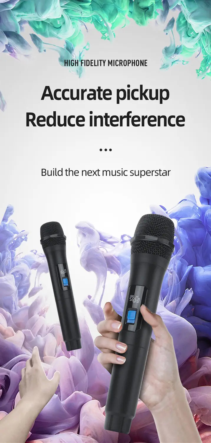 Professional VHF Wireless Microphone System 4 Channel Handheld Karaoke Microphone for Home Party Church Event TV Speaker