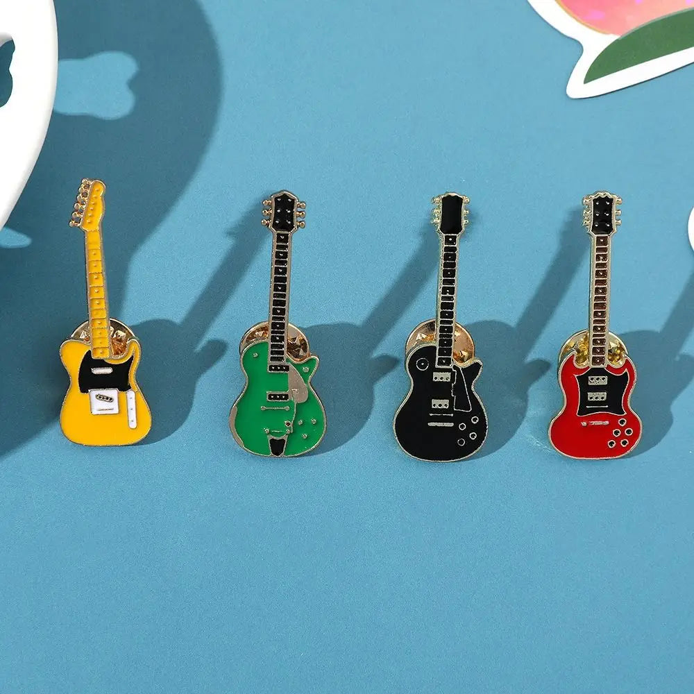 Clothing Accessories Rock Band Guitar Brooch Funny Cartoon Guitar Lapel Badge Metal Guitar Enamel Pins Denim Shirt