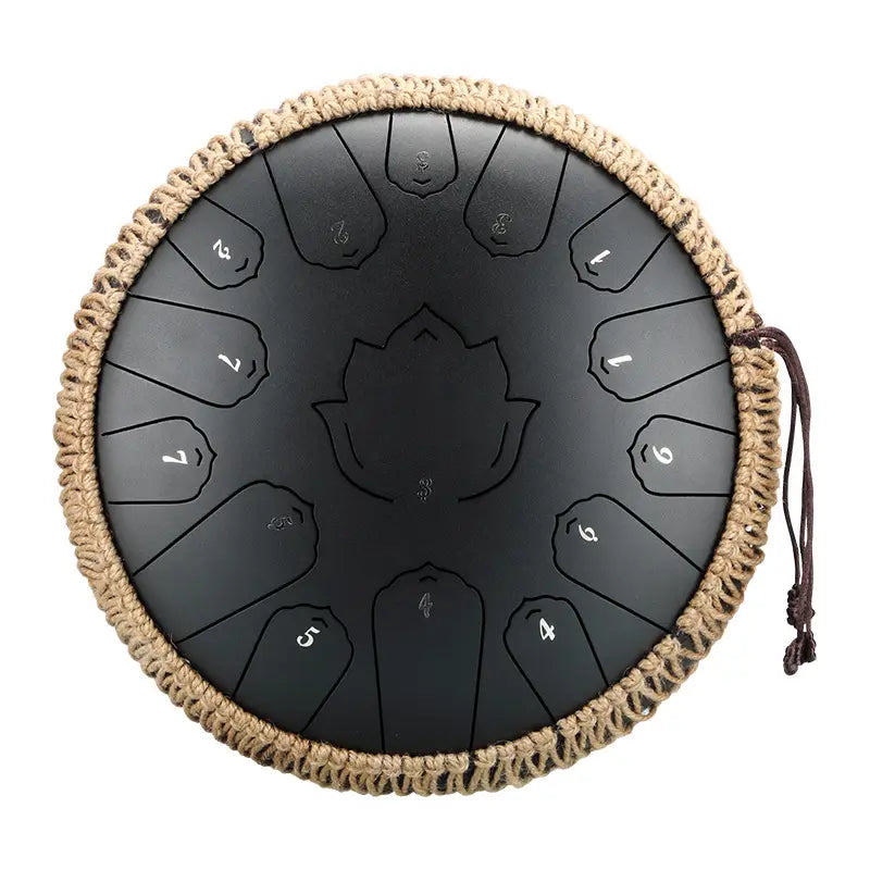 Hluru Steel Tongue Drum Glucophone 13 Inch 15 Notes C Tone Music Drum Ethereal Drum Percussion Musical Instruments Steel Drum