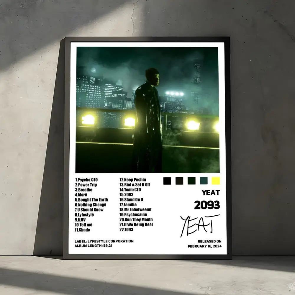 Rapper Music Pop Album Y-Yeat Poster Decorative Wall Art Stickers Mural Photo Print for Home Living Room Hallway Decor