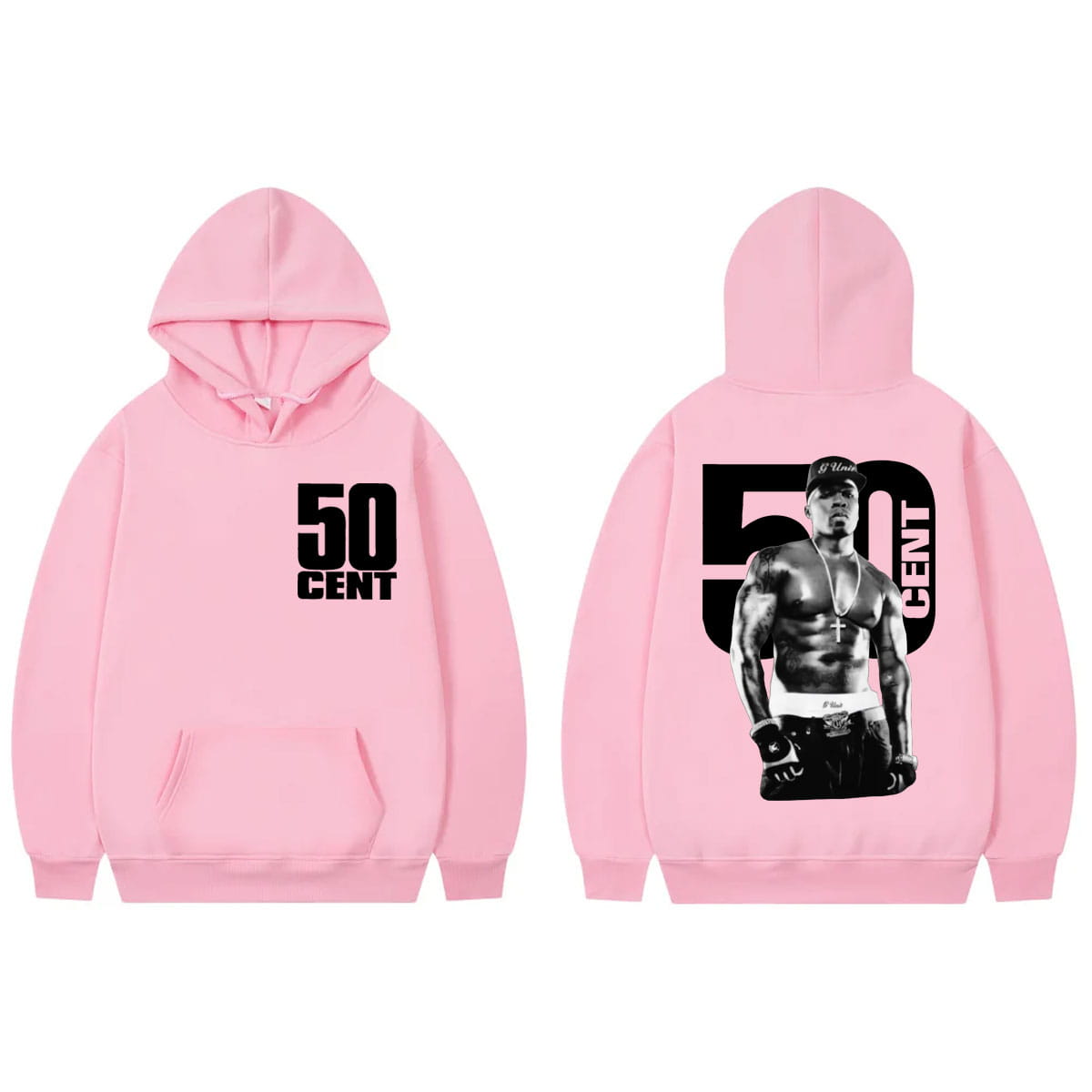 Rapper 50 Cent Double Sided Print Hoodie Men Women Hip Hop Vintage Hooded Sweatshirts High Quality Fashion Oversized Pullovers