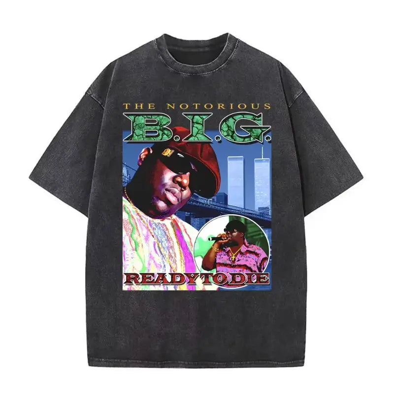 Rapper The Notorious Big L Lifestylez of The Poor and Dangerous Vintage Washed T-shirt Biggie Smalls Tshirt Men’s Hip Hop Tees