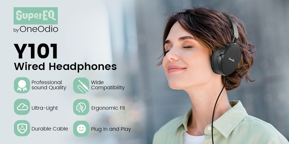 OneOdio SuperEQ Y101 Hifi Studio DJ Headphone Wired Monitor Music Headset Earphone With Mic For Phone Computer PC