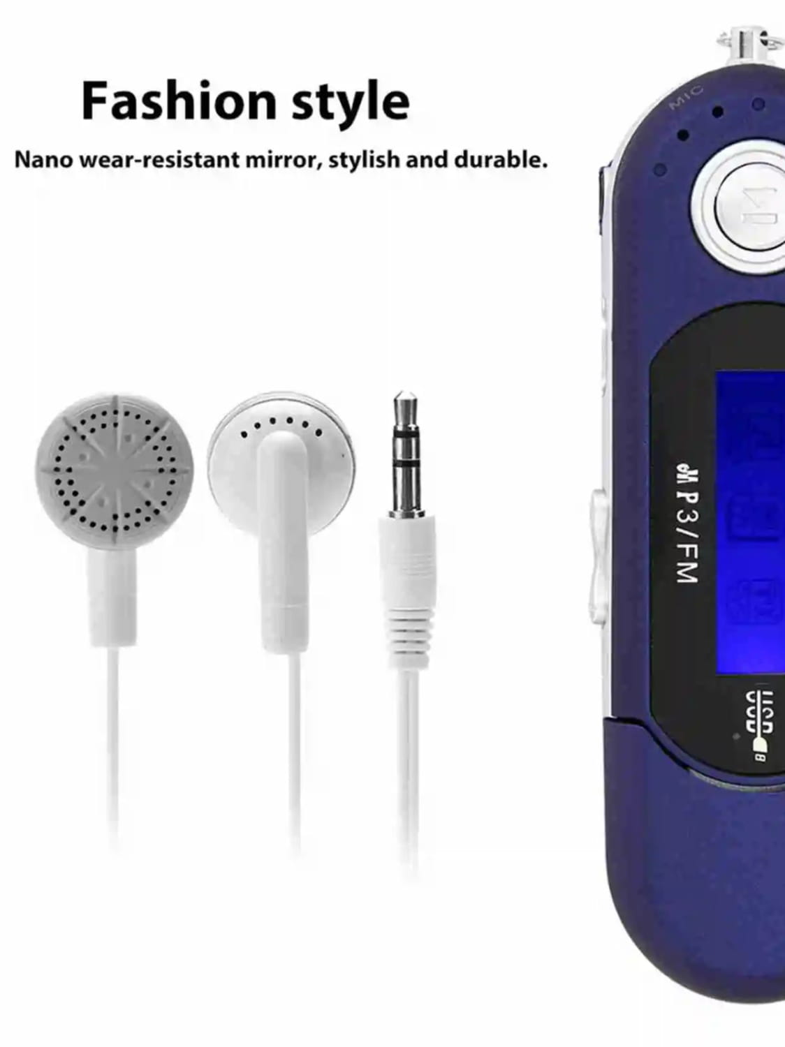 Portable Music MP3 USB Player with LCD Screen Voice (Black Blue White)