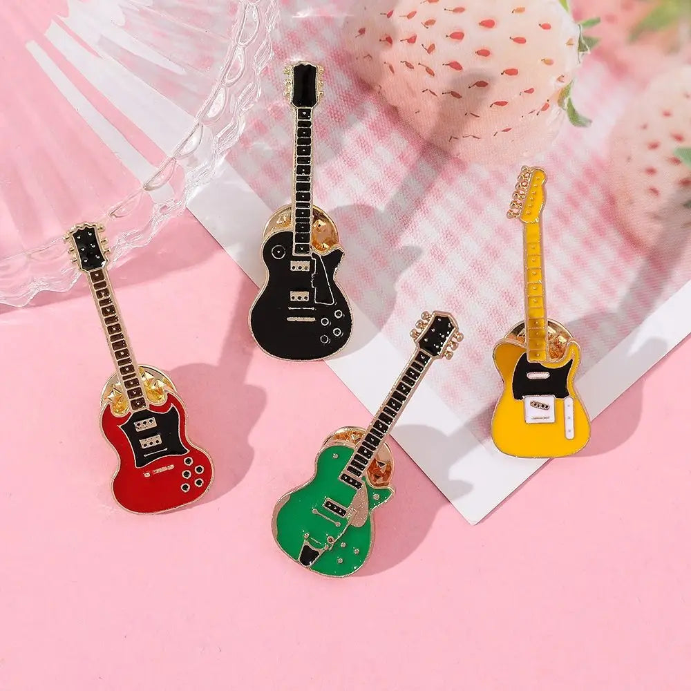 Clothing Accessories Rock Band Guitar Brooch Funny Cartoon Guitar Lapel Badge Metal Guitar Enamel Pins Denim Shirt