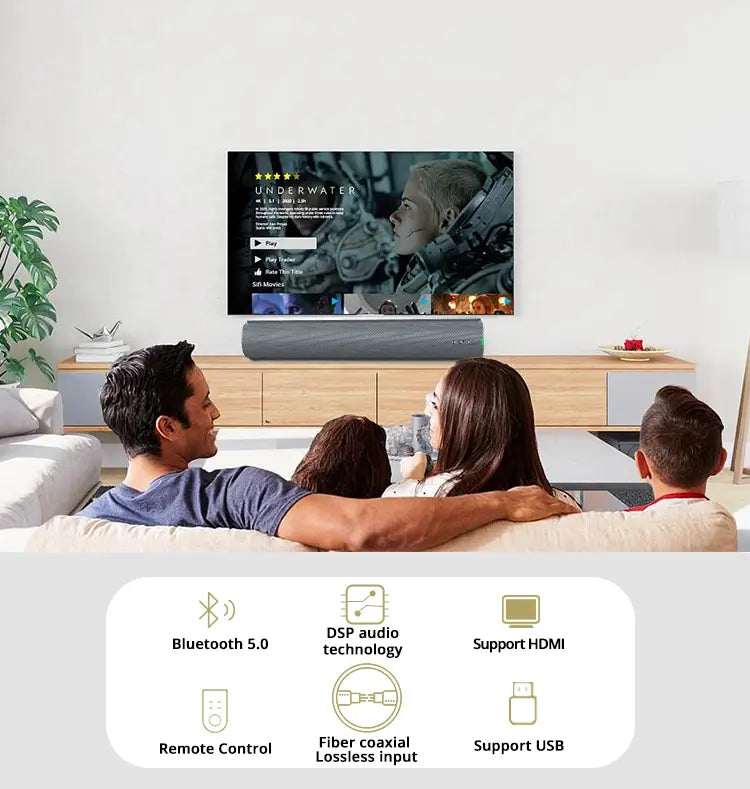 Bestisan Home Theater TV Soundbar 3D Surround Sound Wireless Bluetooth Speaker ARC Optical /coaxial/AUX/USB for TV/PC/projector