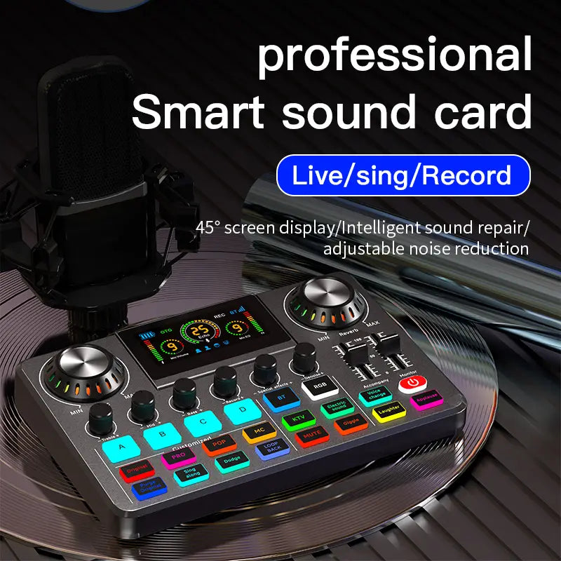 Live Broadcast Quipment Podcast Gaming 48V Live Sound Card Audio mixer With Microphone Set Device For Recording Live Streaming