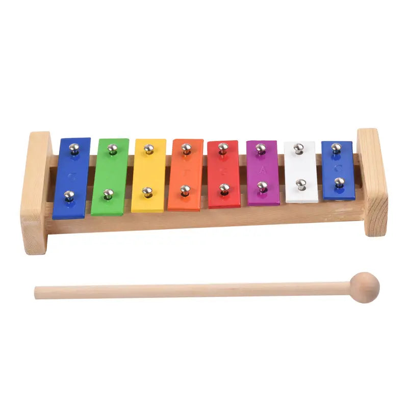 8 Keys Xylophone Compact Size Glockenspiel Colorful Aluminum Plate Piano with Wooden Mallets Percussion Musical Instrument Gift