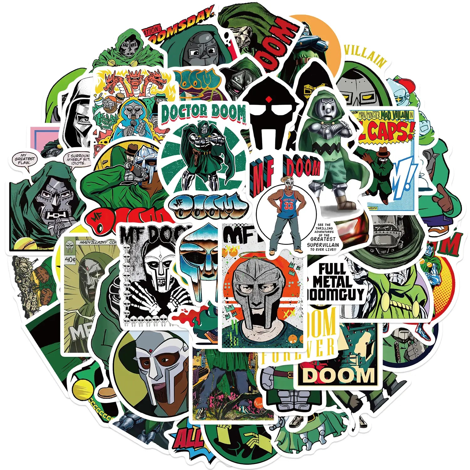 50PCS Hip Hop Rapper Mf Doom Stickers Singer Graffiti DIY Skateboard Phone Luggage Laptop Guitar Toys Decals Sticker For Fan