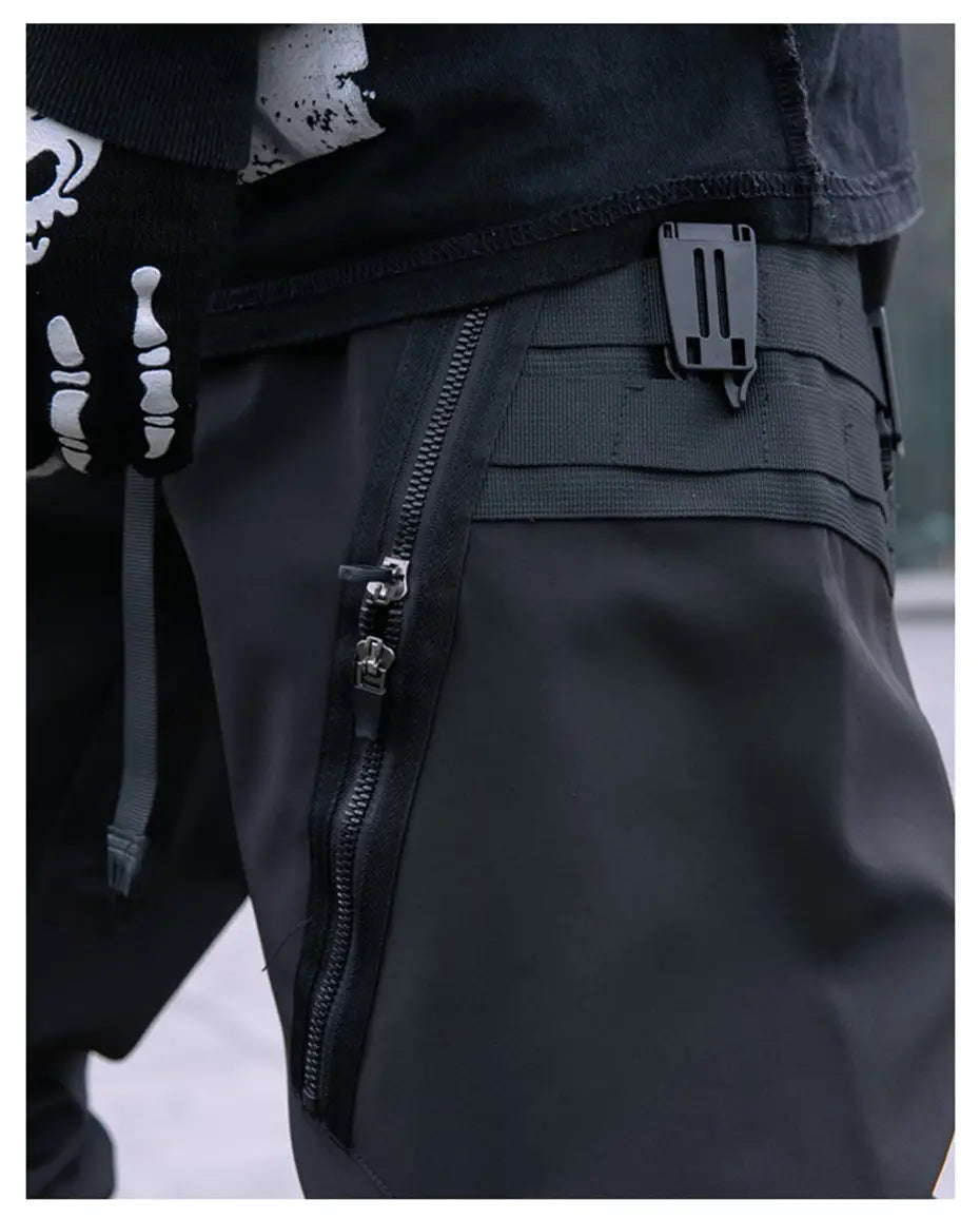 Hip Hop Tactical Cargo Pants Men Zipper Joggers Trousers 2023 Spring Functional Elastic Waist Fahsion Streetwear Pant