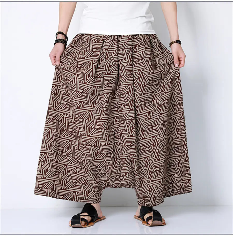 Hip Hop Trend Men Harem Pants Casual Loose Streetwear Retro Printed Joggers Wide Leg Pants Men’s Sweatpants Trousers Oversize