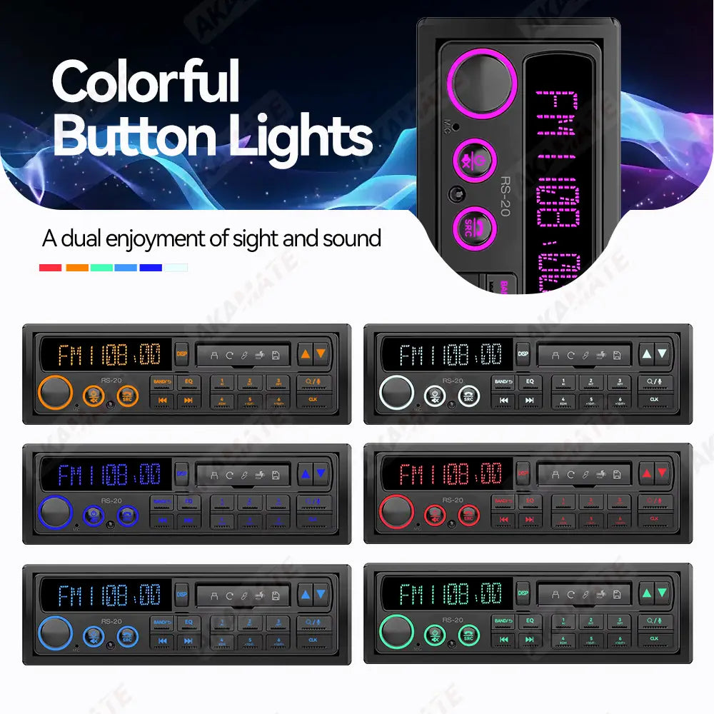 1 Din MP3 Retro Style Car Radio Bluetooth AUX FM AM RDS EQ QC3.0 Voice Control 12V Multimedia Stereo Head Unit USB TF Player