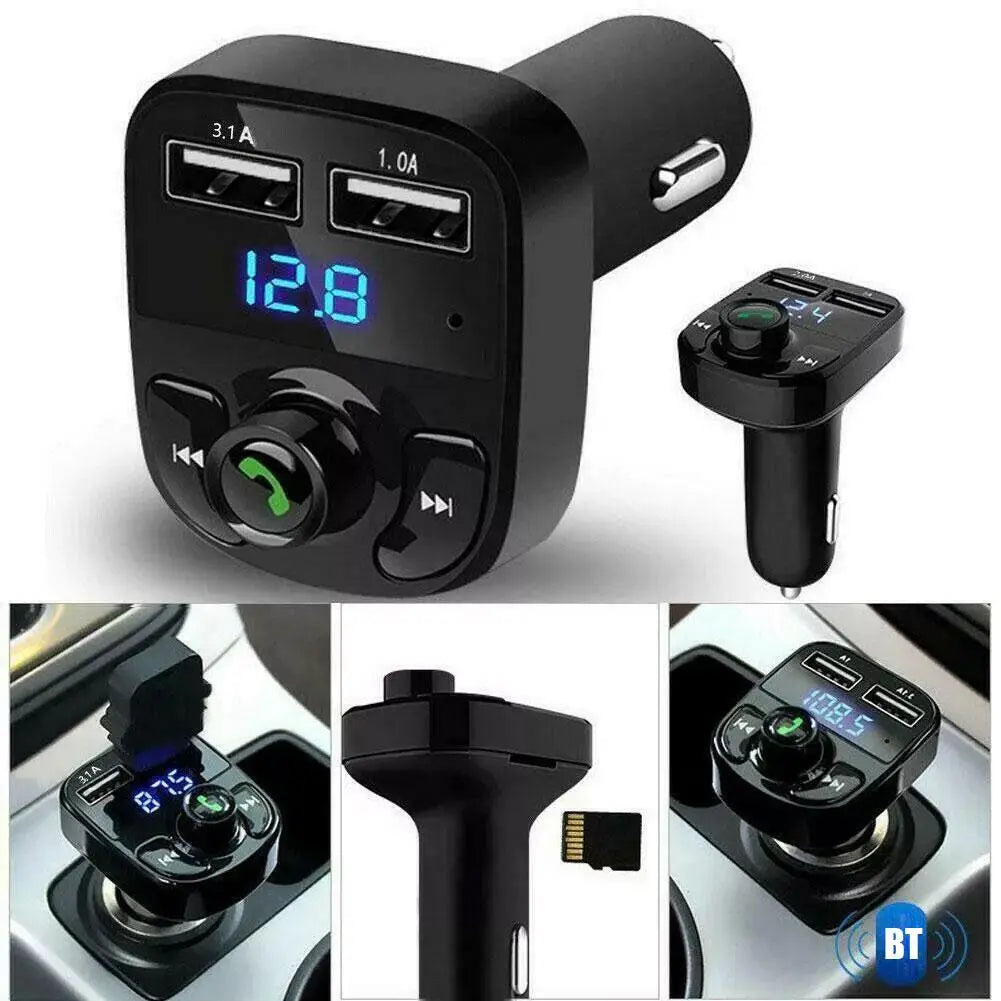 Bluetooth FM Transmitter Car Hands-Free Calling Radio Receiver Mp3 Music Stereo Adapter Dual USB Port Charger New