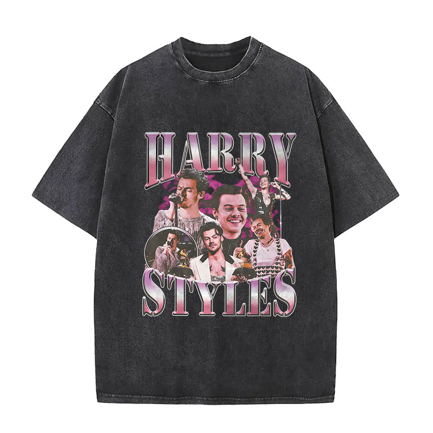 Vintage Washed Harry Styles Graphic T-shirt Men’s Pop Album Hip Hop Short Sleeve T-shirts Casual 100% Cotton T Shirt Streetwear