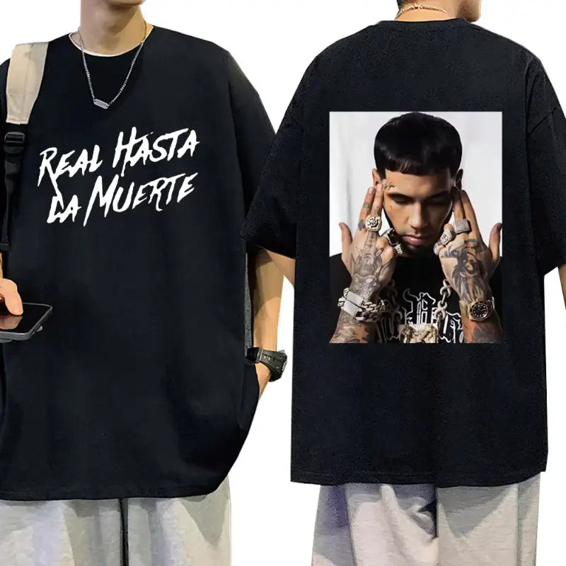 Rapper Anuel AA Real Hasta La Muerte T Shirt Men Casual Cotton T-shirts Fashion Hip Hop Vintage Oversized Tee Shirt Unisex