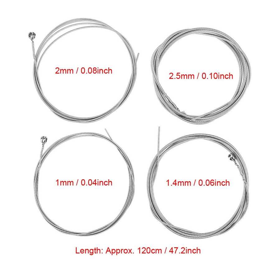 1Set Bass Strings 1mm 1.4mm 2mm 2.5mm Smooth Anti-Rust 4-String Electric Bass Strings Instrument Accessory
