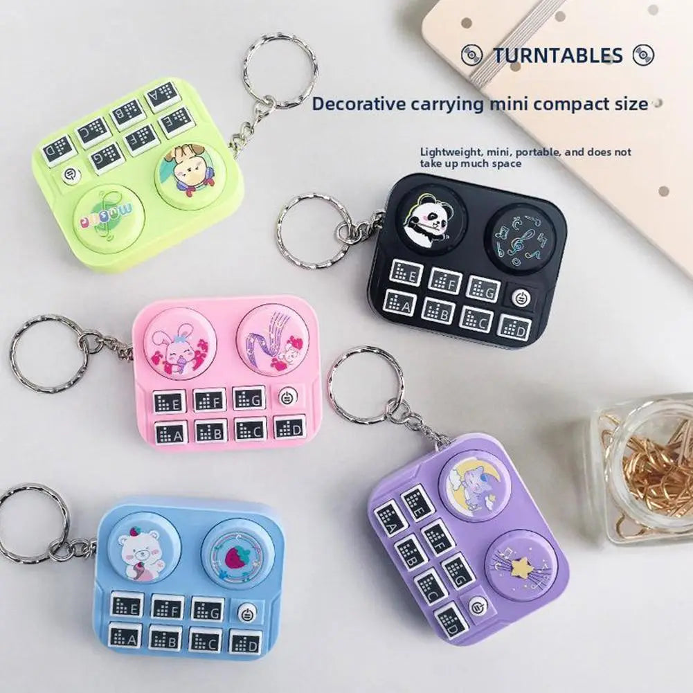 1pc Mini Music DJ Disc Player Keychain Musical Instrument Sound Button Toy Games Children’s Educational Toy Bag Pendant Keychain
