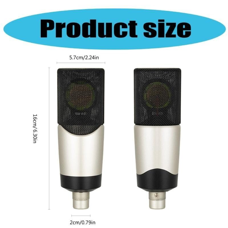 652F Professional Condenser Studio Vocal Recording Large Diaphragm Microphone 48V for Computer Gaming Live Streaming