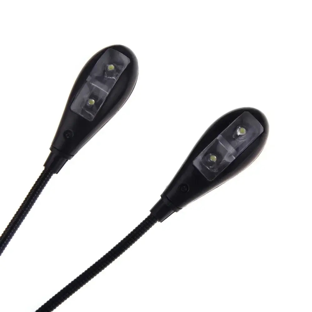 Clip-on 2 Dual Arms 4 LED Book Music Stand Light Lamp Black for Piano Violin Musical Instruments Performance