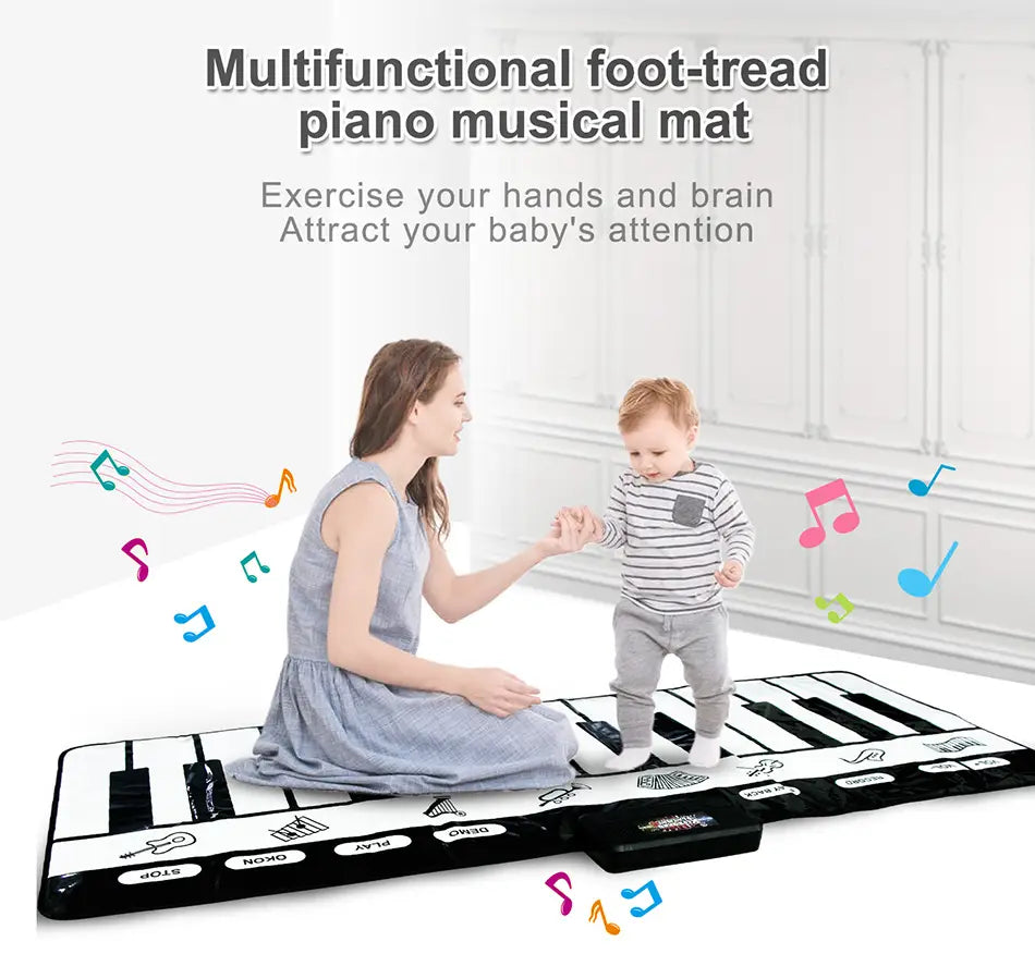 180x72cm Children Musical Toys Play Piano Keyboard Mat Music Instrument Game Carpet Multifunction Educational Toys For Kids Gift