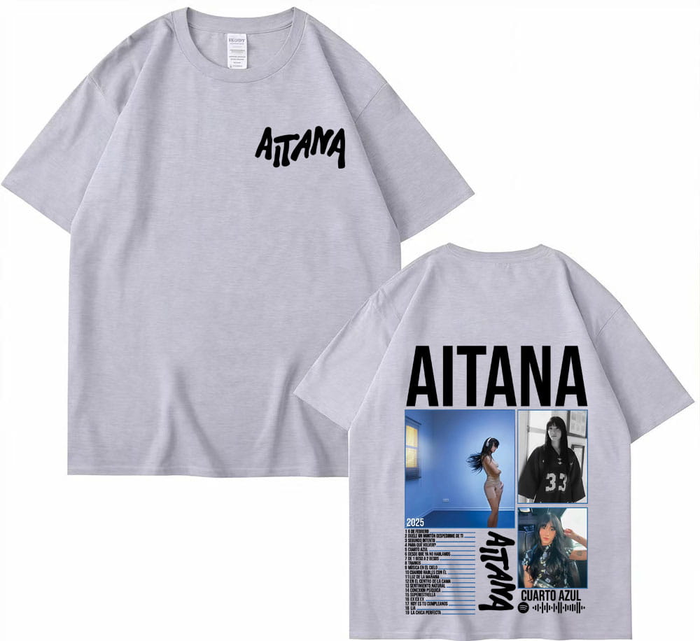 Singer Aitana Cuarto Azul Tour Graphics T Shirts Men Women Harajuku Fashion Aesthetic Short Sleeve T-shirt 100% Cotton Tee Shirt