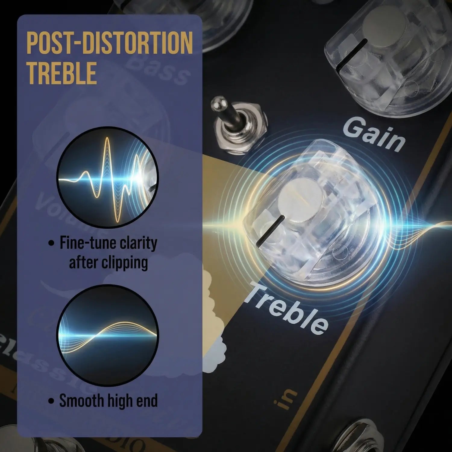 Moskyaudio Cloud Drive Classic Clean Overdrive Guitar Effect Pedal with Flexible Dual Band EQ Pre/Post Control for Guitar