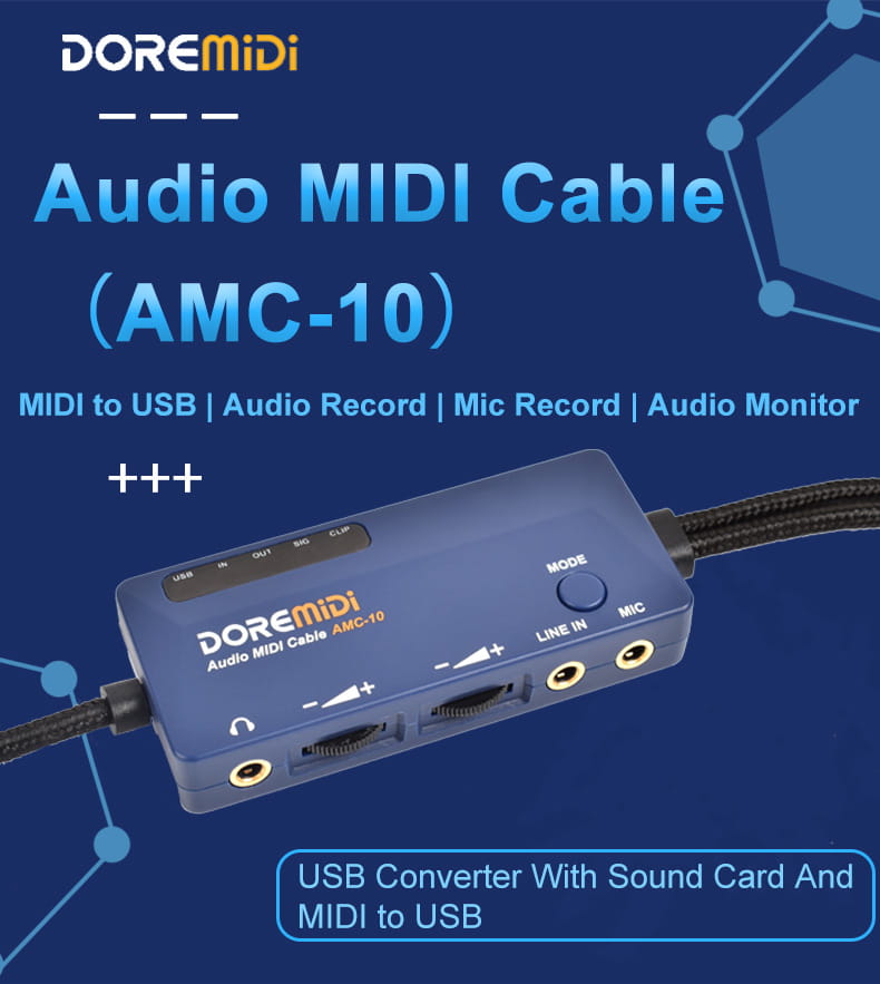 DOREMiDi Audio MIDI Cable USB AMC-10 Converter That Has Both Sound Card and MIDI Functions