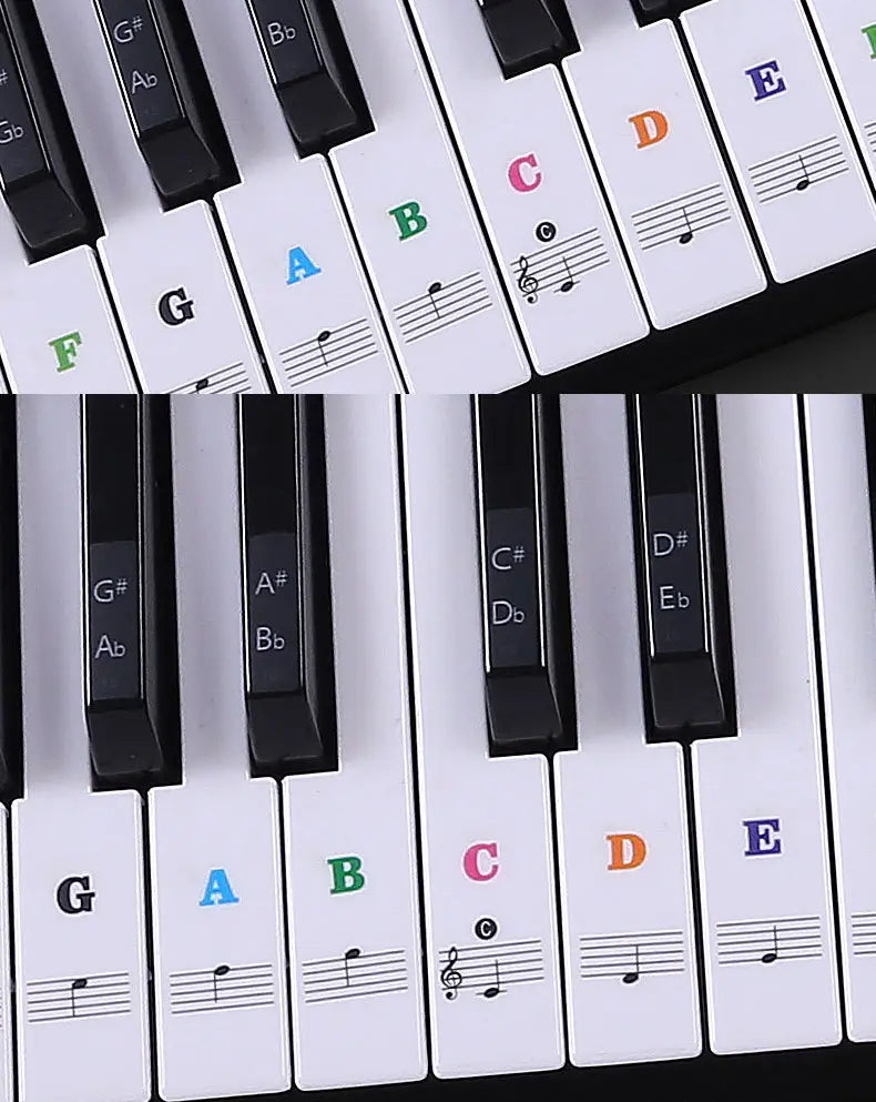 Transparent Piano Keyboard Stickers 49/54/61/88 Key Detachable Music Decal Notes Electronic Piano Piano Spectrum Sticker Symbol