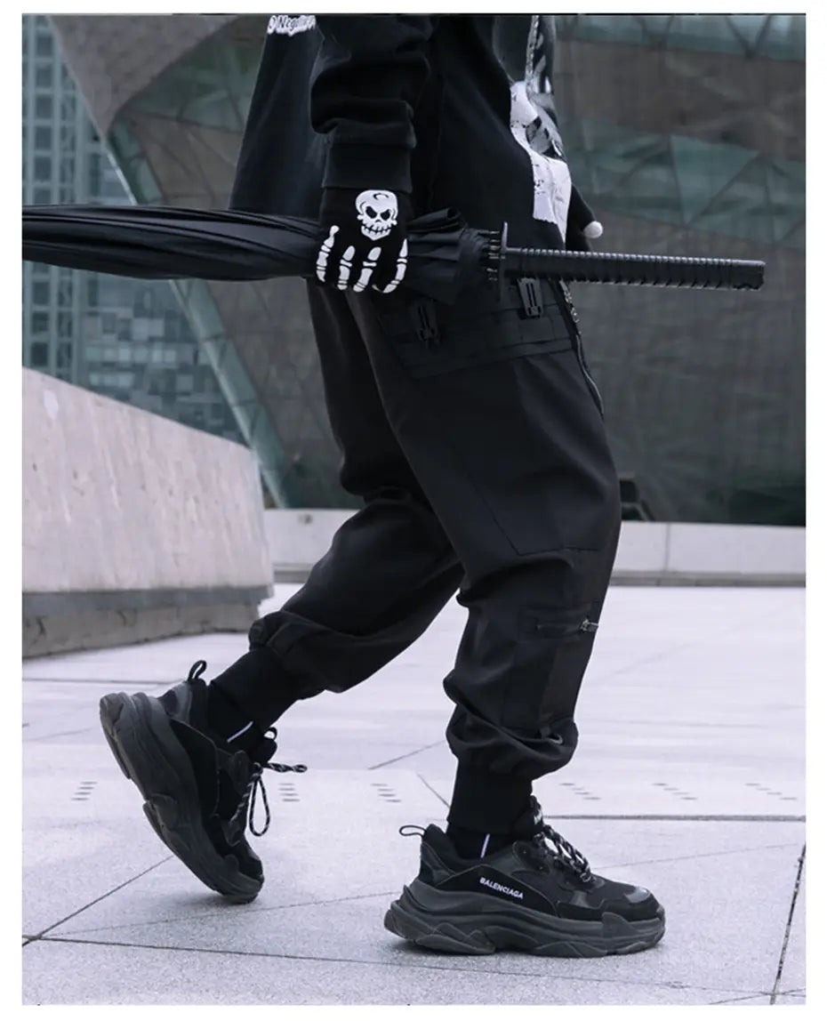 Hip Hop Tactical Cargo Pants Men Zipper Joggers Trousers 2023 Spring Functional Elastic Waist Fahsion Streetwear Pant