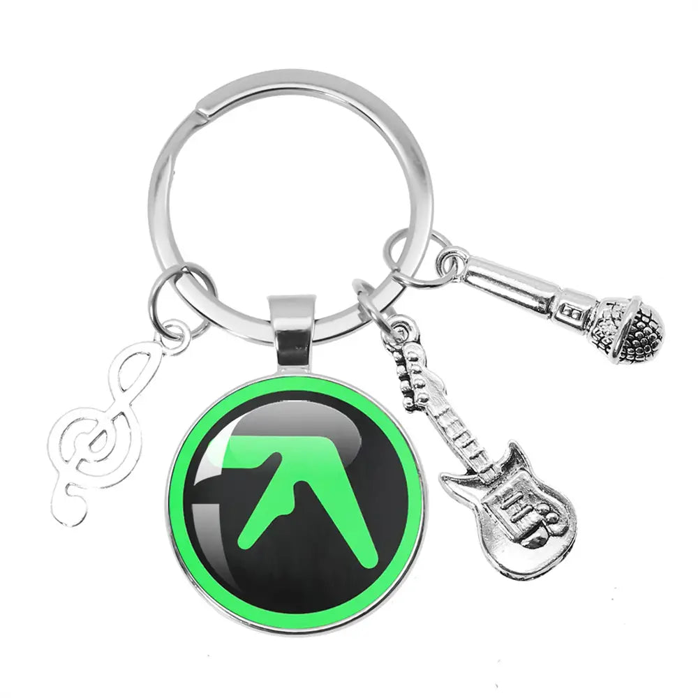 Hip-Hop Aphex Twin Logo Music Themed Keychain Jewelry Backpack Accessories Souvenir Pendant Key Ring Fans Gift