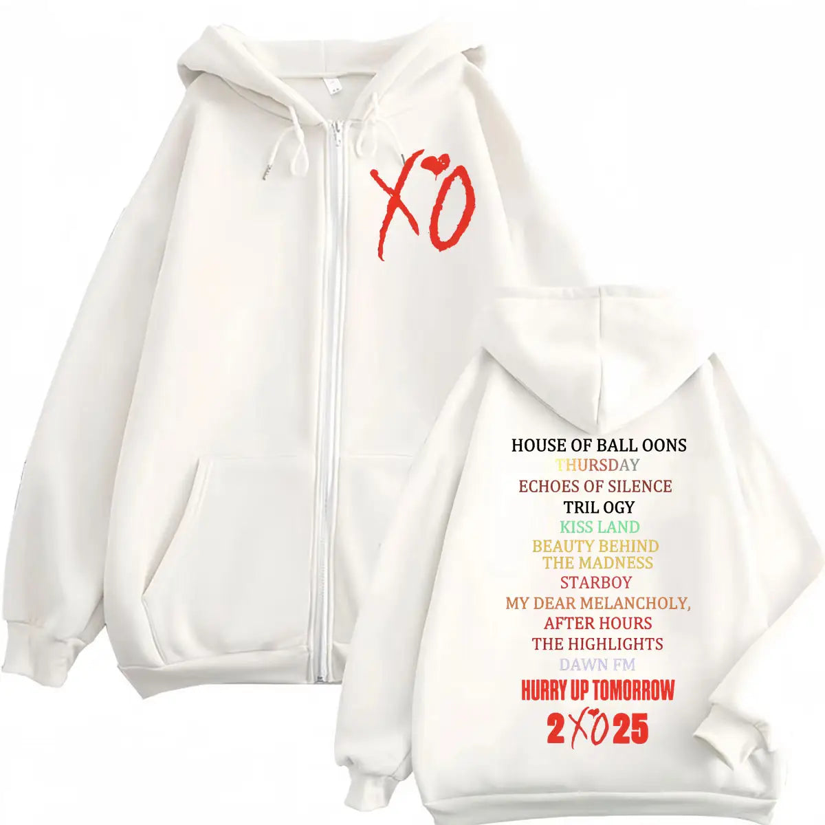 Rapper The Weeknd Tour 2025 Zipper Hoodies Fashion Hip Hop Zip Up Hooded Sweatshirts Men Women Harajuku Y2k Oversized Pullovers