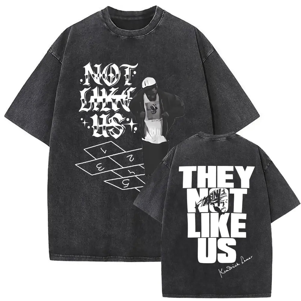 Limited Rapper Kendrick Lamar They Not Like Us Washed Vintage T-shirt Summer Men Women Hip Hop Oversized Street Crewneck T Shirt