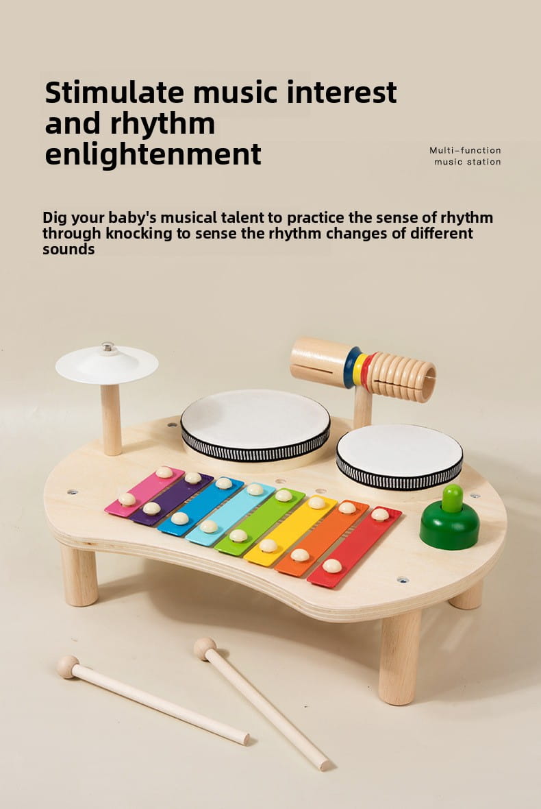 Multi-function Baby Music Table Toys Wooden Musical Instrument Toys for Kids 2 To 4 Years Old Montessori Early Educational Toys