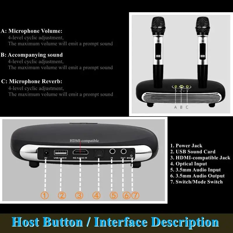 K8 Optical Coaxial Wireless Bluetooth 5.0 Karaoke Box Microphone Karaoke Player Home Karaoke Echo Mixer System Singing Machine