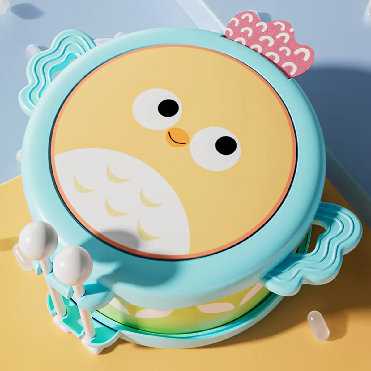 Owl Double sided Drum - Education Musical Instrument Cultivating Motor Skills Hand Eye Coordination and Brain Potential