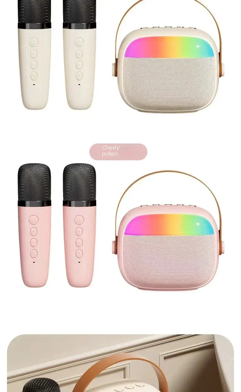 K30 Karaoke Machine Portable Bluetooth 5.3 PA Speaker System with 1-2 Wireless Microphones Home Family Singing Children’s Gifts