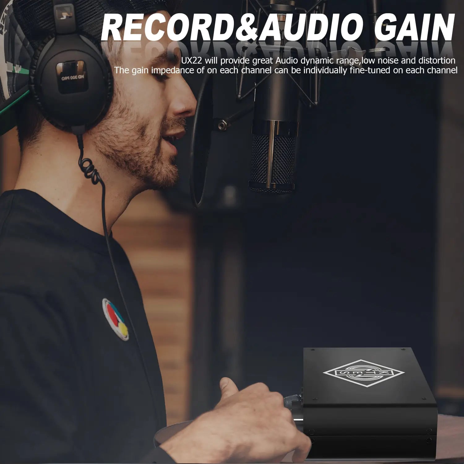 UX22 Audio Interface 192kHz 32-Bit USB Sound Card for Studio Recording Live Streaming Podcast DAW Music Production & YouTube