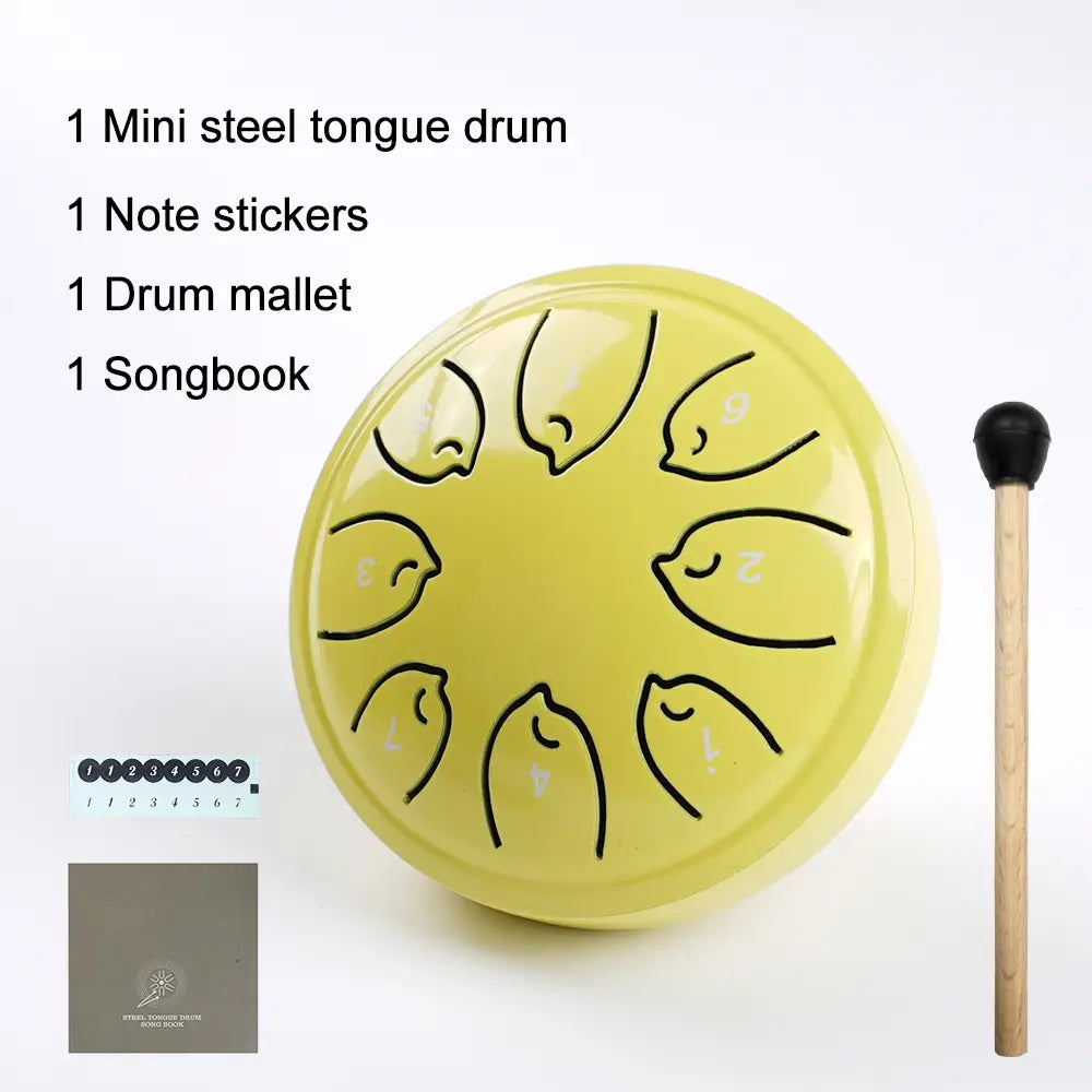 8 Notes Ethereal Drum Steel Tongue Drum Rain Chime Handpan 4.5 Inches Mini Musical Toy Instrument for Kids and Beginner
