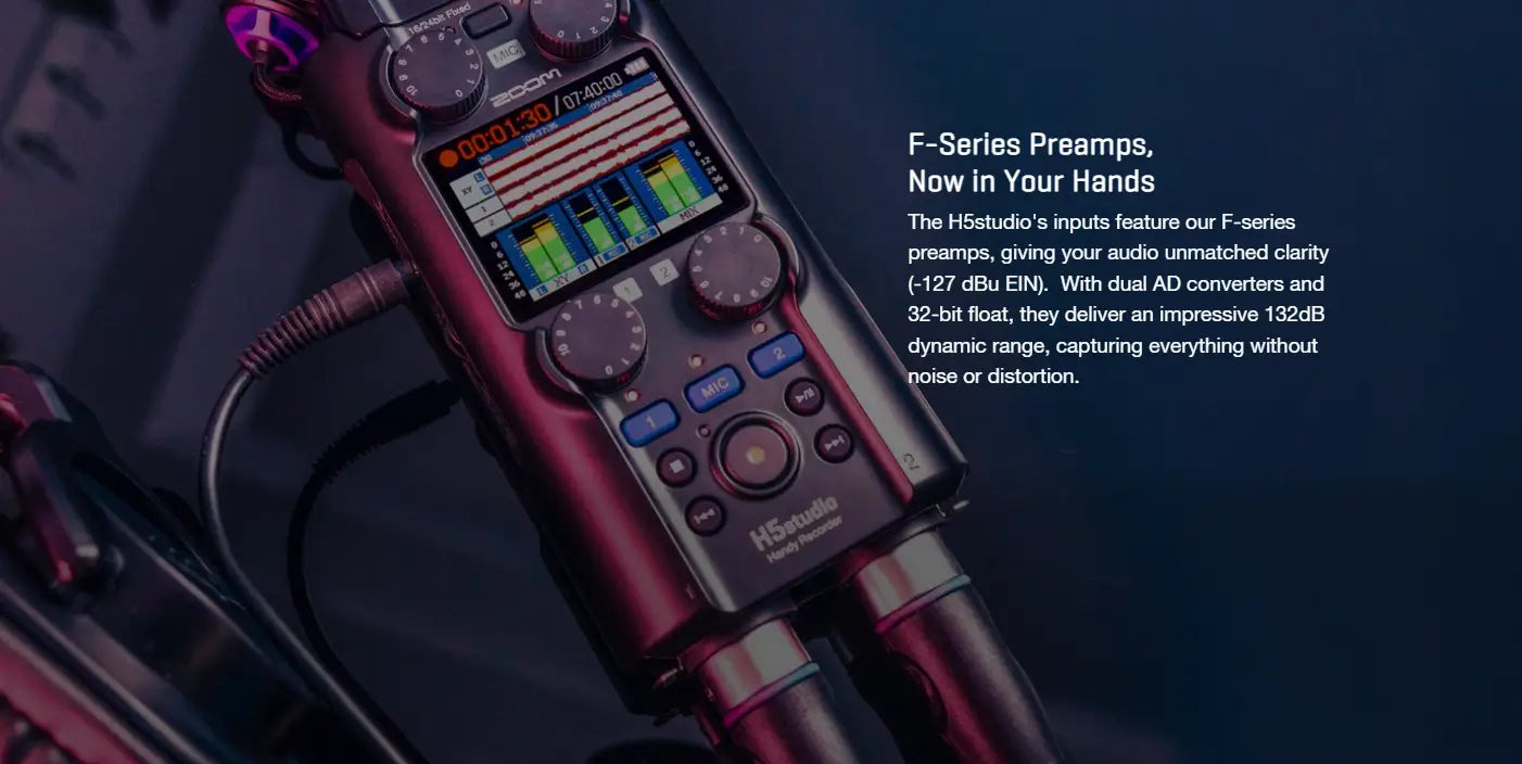 Zoom H5 Studio Portable Handy Recorder 4-in/2-out Usb Audio Interface For Support 32-bit Float And 16/24-bit Recording