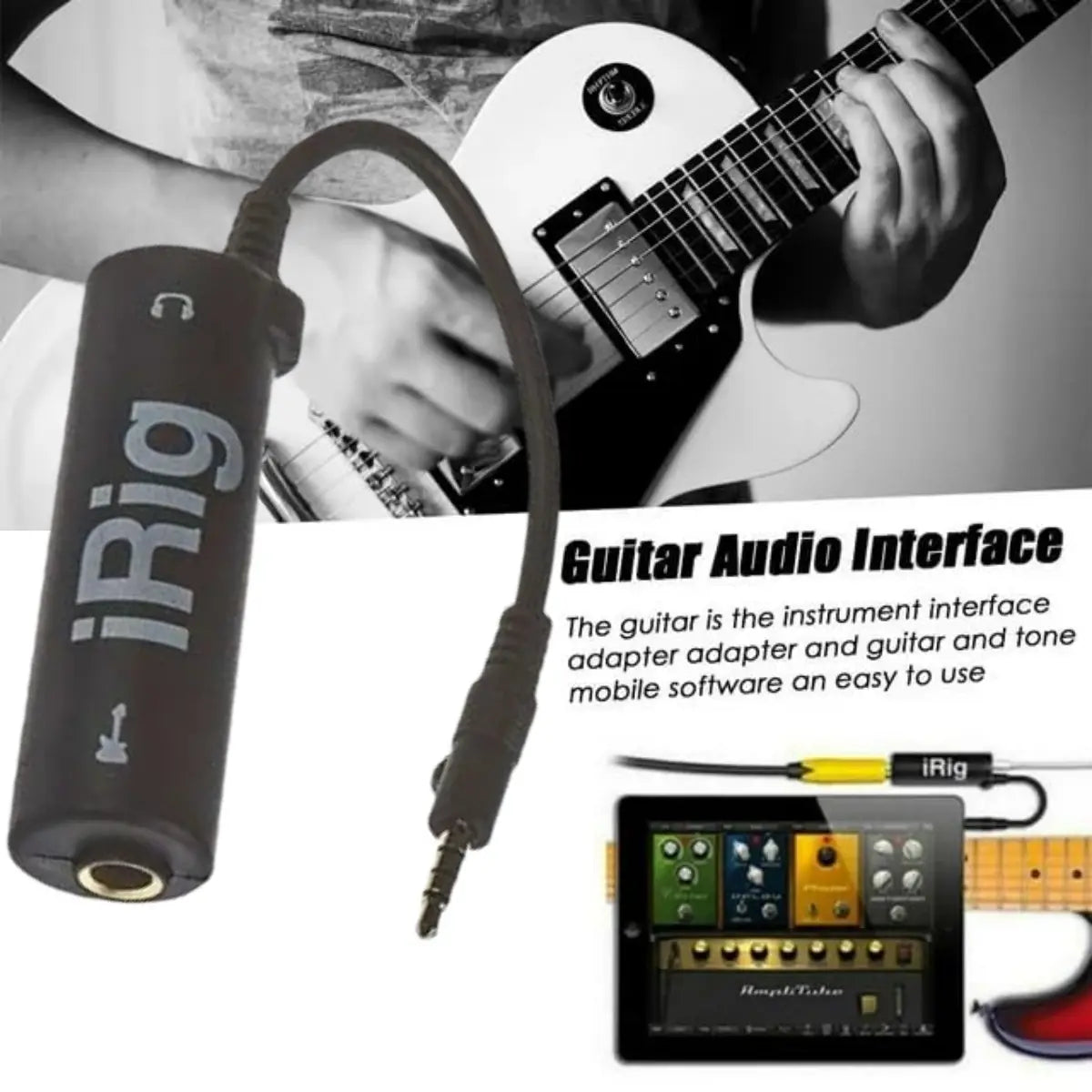 Miwayer Portable Guitar IRig Converter w/2-Channel /AUX Connectivity/for Phone,iPad,Guitar Audio Inteace Guitar Tuner