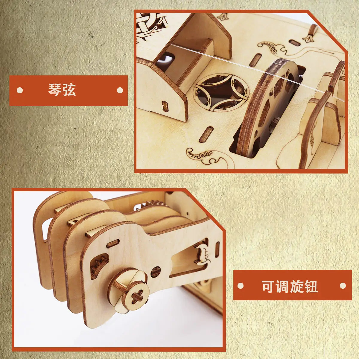 Wooden Mechanical Transmission Model Assembly Toy Handcrafted DIY Hand-Cranked Organ Musical Instrument Gift